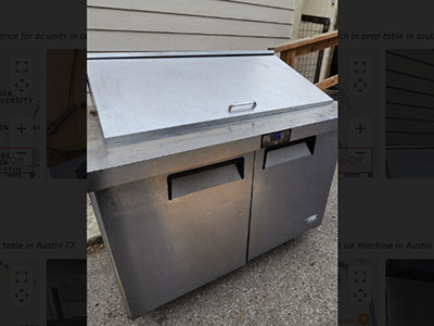 Repaired Reach-In Prep Table