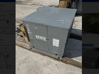 Krack walk-in cooler condensing unit with replaced Copeland compressor in Austin, TX