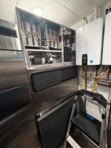 Hoshizaki Ice Maker Model: KM-1301SRJZ Serial: P31415L Year: 2024 Diagnosis: Found chicken flour/debris packed inside the flo...