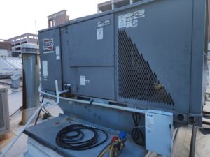 Performed commercial HVAC rooftop unit diagnostic and electrical repair service for the kitchen RTU at Scholz Garten in Austi...