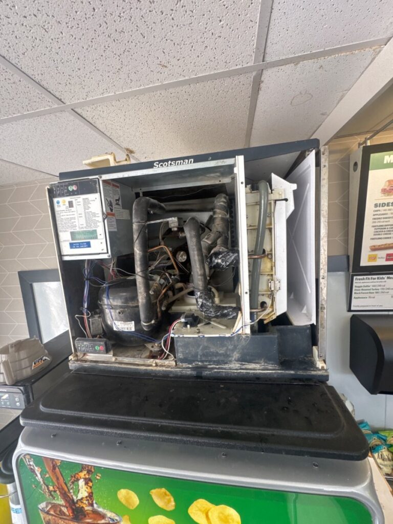 Repaired subway ice machine.