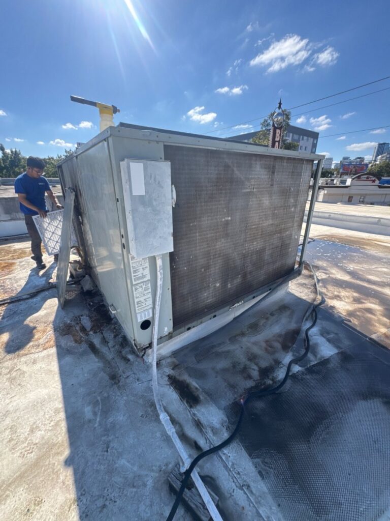 Performed preventive maintenance on RTU AC unit in South Austin, Texas.