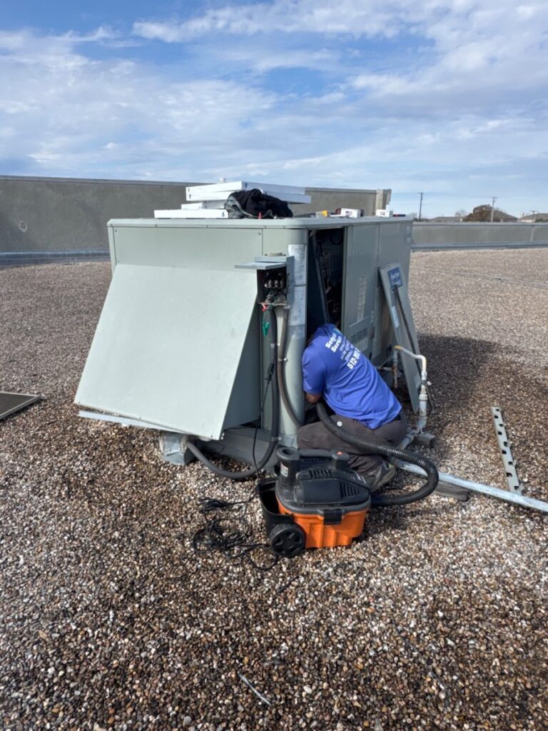 Performed preventative maintenance on air-conditioning RTUs in round rock Texas