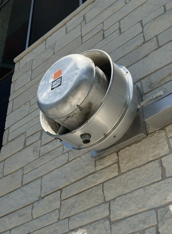 COOK Exhaust Fan Model: 120V15D-120 CR Serial: 007SL32095-00/0000701 Inspected exterior exhaust fan assembly. Found mounting...