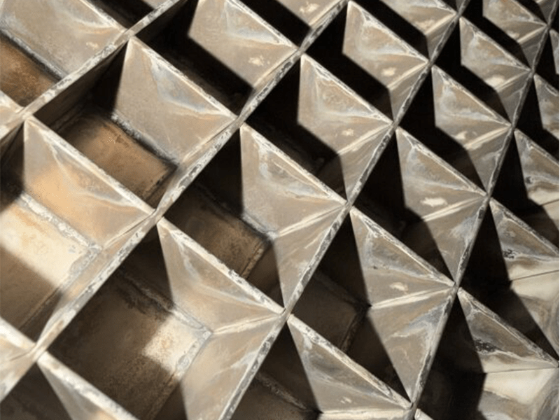 Scotsman commercial ice machine evaporator plate with mineral scale during service at a Taylor, TX business