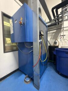 Setpoint Services performed emergency commercial chiller service on a HYFRA Sigma34-S R-410A process chiller in Austin, Texas...