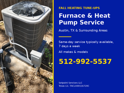 Technician checking a home heat pump outdoor unit before winter in Austin, TX