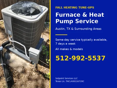 Technician checking a home heat pump outdoor unit before winter in Austin, TX