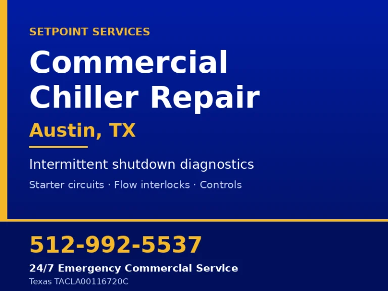 Commercial air-cooled chiller repair and shutdown diagnostics in Austin, TX
