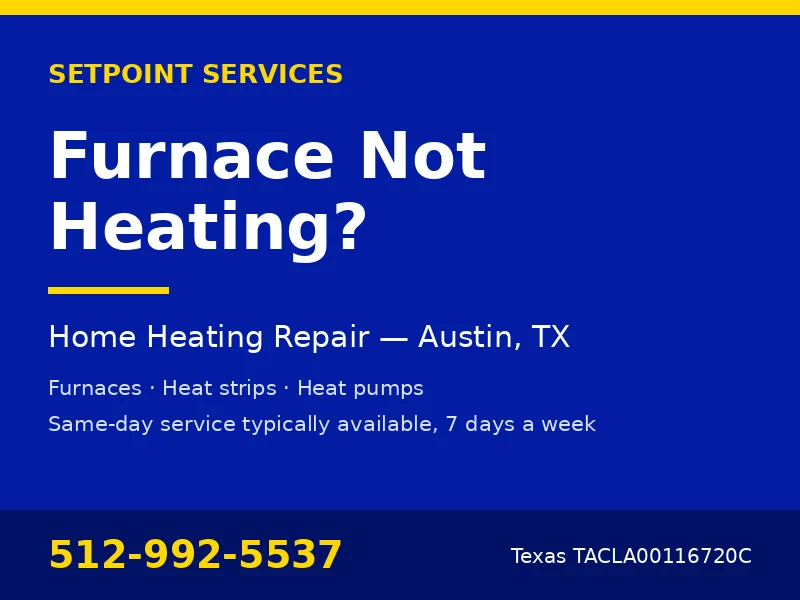 Residential gas furnace being checked before the heating season in an Austin, TX home